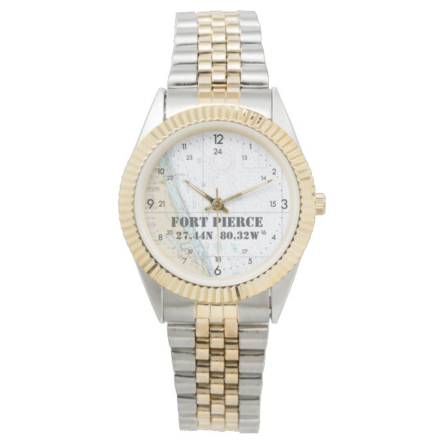 Nautische Grafiek Latitude Longitude Fort Pierce F Horloge (Voorkant)