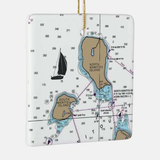 Nautische Grafiek Nautical Chart op het eiland Nor Keramisch Ornament (Rechts)
