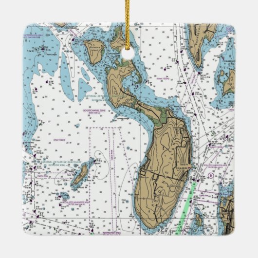 Nautische Grafiek Prudence Island RI Keramisch Ornament (Achterkant)