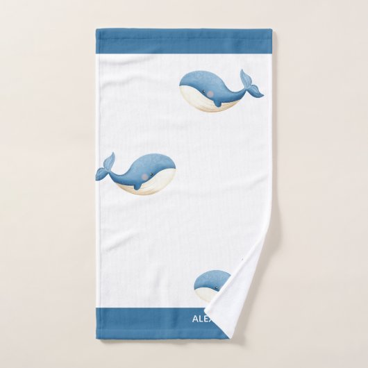 Nautische Grijze Blauwe Witte Walvis Bad Handdoek (Handdoek)
