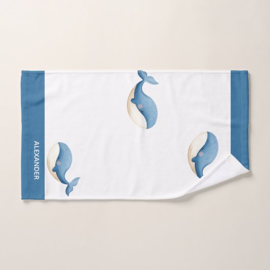 Nautische Grijze Blauwe Witte Walvis Bad Handdoek (Handdoek)