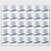 Nautische haaien Marine Blauw Wit Cadeaupapier (Vlak)