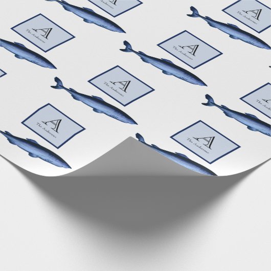 Nautische haaien Marine Blauw Wit Cadeaupapier (Hoek)