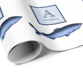 Nautische haaien Marine Blauw Wit Cadeaupapier (Rol Hoek)