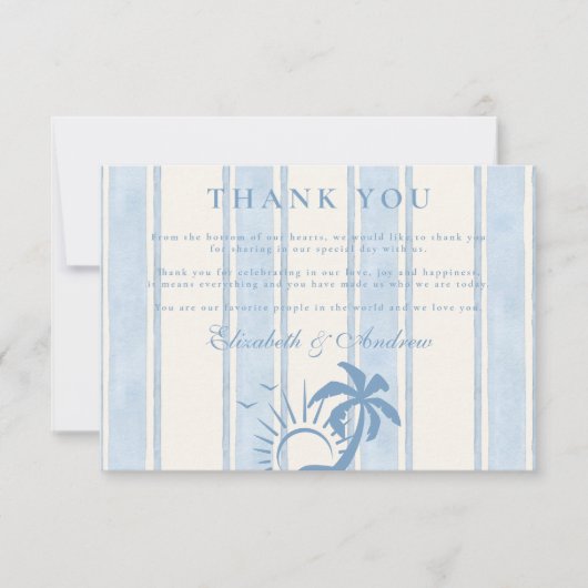 Nautische Hand Getrokken Palm Tree Wedding Bedankkaart (Voorkant)