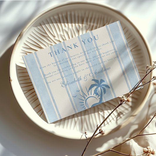 Nautische Hand Getrokken Palm Tree Wedding Bedankkaart