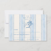 Nautische Hand Getrokken Palm Tree Wedding RSVP Kaartje (Voorkant)