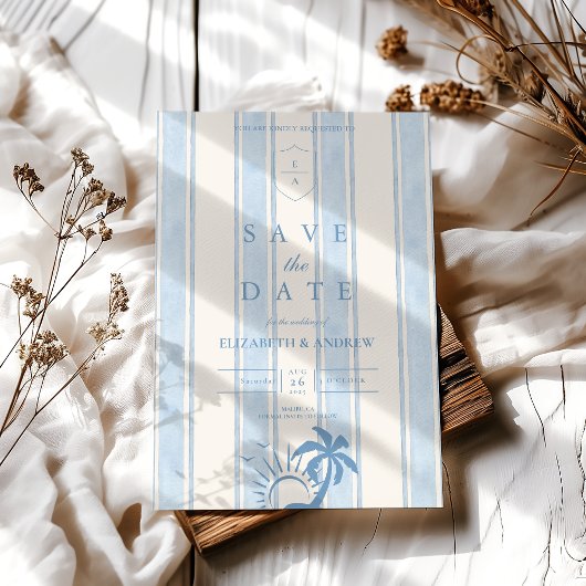 Nautische Hand Getrokken Palm Tree Wedding Save The Date