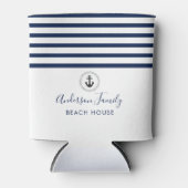 Nautische handgeschreven familie strand huis blikjeskoeler (Voorkant)