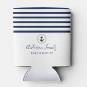 Nautische handgeschreven familie strand huis blikjeskoeler (Achterkant)