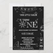 Nautische handgetekende zeeman op een verjaardag kaart (Voorkant)