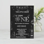 Nautische handgetekende zeeman op een verjaardag kaart (Staand voorkant)