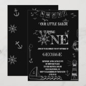 Nautische handgetekende zeeman op een verjaardag kaart (Voorkant / Achterkant)