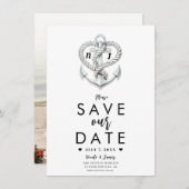 Nautische Hart Rope Anker Kustanker Save the Date Kaart (Voorkant / Achterkant)