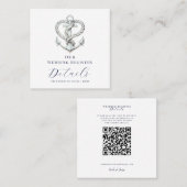Nautische Hart Touw Anker Bruiloft Registry QR Vierkante Visitekaartje (Voorkant / Achterkant)