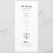 Nautische hart touw anker kust bruiloft programma programmakaart (Achterkant)