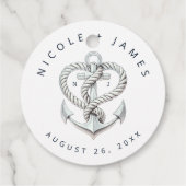 Nautische hart touw anker kust marine bruiloft bedankjes labels (Achterkant)