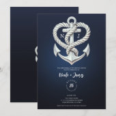 Nautische hart touw anker kust marine bruiloft kaart (Voorkant / Achterkant)