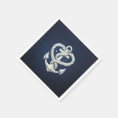 Nautische hart touw anker kust marine bruiloft servet (Hoek)