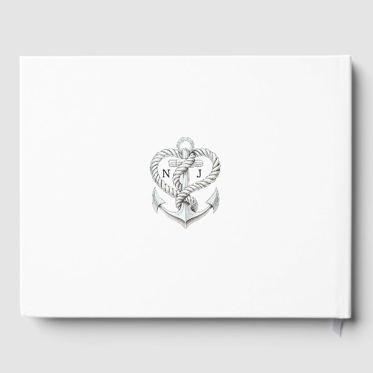 Nautische hart touw anker kustbruiloft gastenboek (Achterkant)