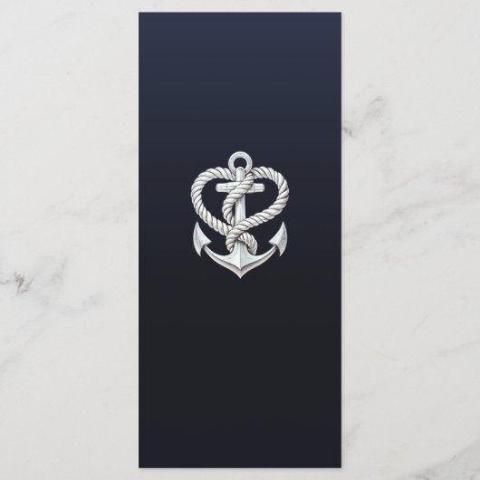 Nautische Hart Touw Anker Kustbruiloft Menu (Achterkant)
