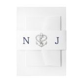 Nautische hart touw anker kustbruiloft uitnodigingen wikkel (Voorkant Voorbeeld)