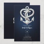 Nautische hart touw anker kustmarine bruids kaart (Voorkant / Achterkant)