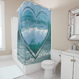 Nautische hartgolven Zee Shore Ocean Douchegordijn