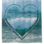 Nautische hartgolven Zee Shore Ocean Douchegordijn (Voorkant)