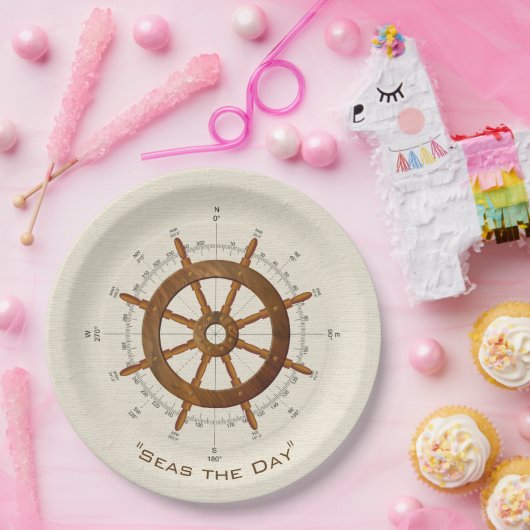 Nautische helm en kompas papieren bordje (Feest)