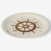 Nautische helm en kompas papieren bordje (Gekanteld)
