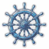 Nautische helm / wiel op maat gesneden vinyl Stick Sticker (Voorkant)