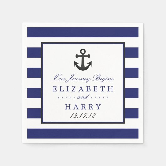  nautische houtskool anker bruiloft servet (Voorkant)