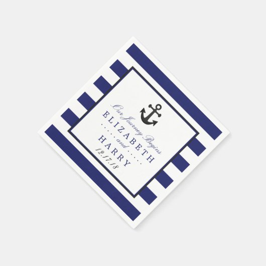  nautische houtskool anker bruiloft servet (Hoek)