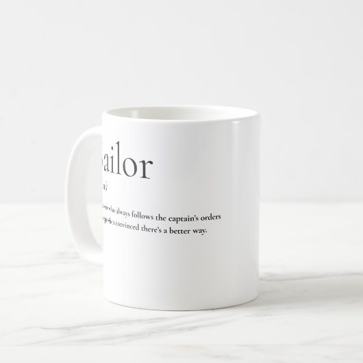 Nautische Humor: de ware definitie van de zeeman Koffiemok (Voorkant links)