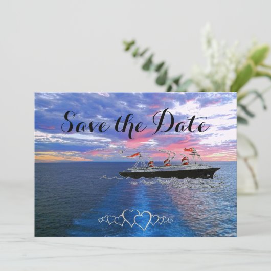nautische huwelijkscruise | Bewaar de datum Ocean Save The Date (Staand voorkant)