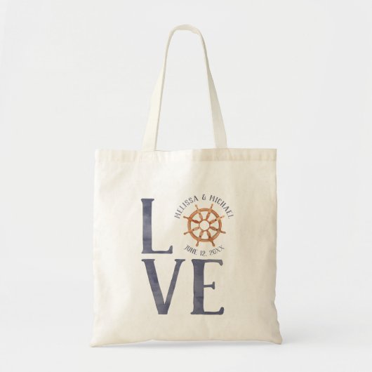 Nautische Huwelijksliefde Waterverf Typografie Tote Bag (Voorkant)