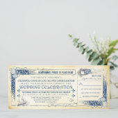 Nautische huwelijksuitnodiging Boarding Pass Ticke Kaart (Staand voorkant)