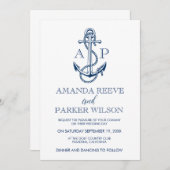 Nautische huwelijksuitnodiging sjabloon kaart (Voorkant / Achterkant)