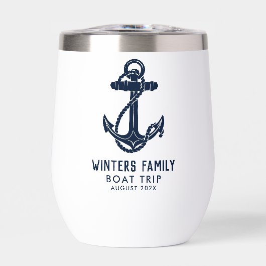 Nautische Jaarlijkse Familie Boottocht Marine Blue (Voorkant)