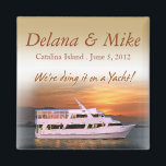 Nautische jacht bestemming bruiloft gunst aandenke magneet<br><div class="desc">Deze nautische huwelijksgunst magneet is eenvoudig aan te passen met uw eigen tekst- en lettervoorkeuren. Aanpasbare bewaar de datumaankondigingen, uitnodigingen, briefkaarten, RSVP-kaarten en stickers zijn ook beschikbaar voor dit ontwerp. Als je hulp nodig hebt, vragen hebt of andere gecoördineerde producten wilt om deze magneet te passen, neem dan contact met...</div>