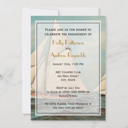 Nautische Jachten Racing #1 Verlovingsfeest Kaart (Achterkant)