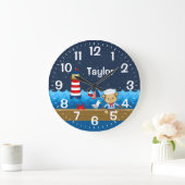 Nautische Jongen Aap Rood en Marineblauw Grote Klok (Huis)