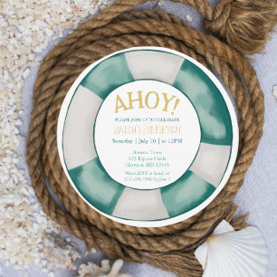 nautische jongens zwemmen verjaardagsuitnodiging feestdagenkaart