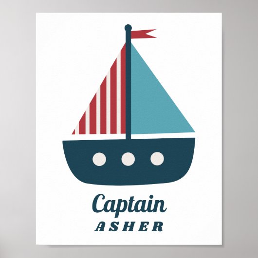 Nautische Jongenskamer Boot Aangepast Poster (Voorkant)