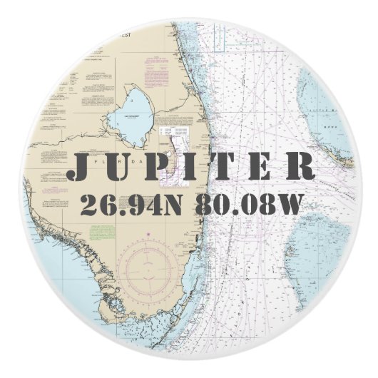 Nautische Jupiter, Florida Latitude Longitude Char Keramische Knop (Voorkant)