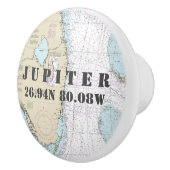 Nautische Jupiter, Florida Latitude Longitude Char Keramische Knop (Rechts)