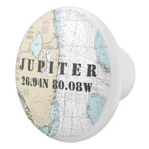 Nautische Jupiter, Florida Latitude Longitude Char Keramische Knop