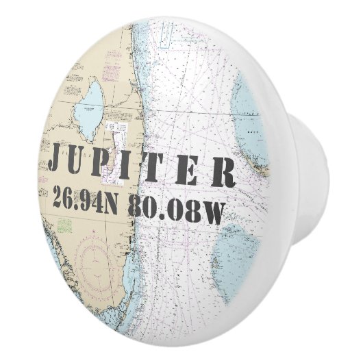 Nautische Jupiter, Florida Latitude Longitude Char Keramische Knop (Rechts)