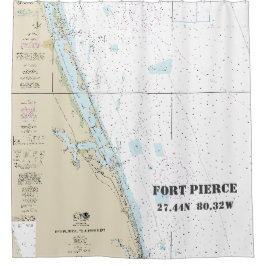 Nautische kaart Fort Pierce FL Lengtegraad Douchegordijn